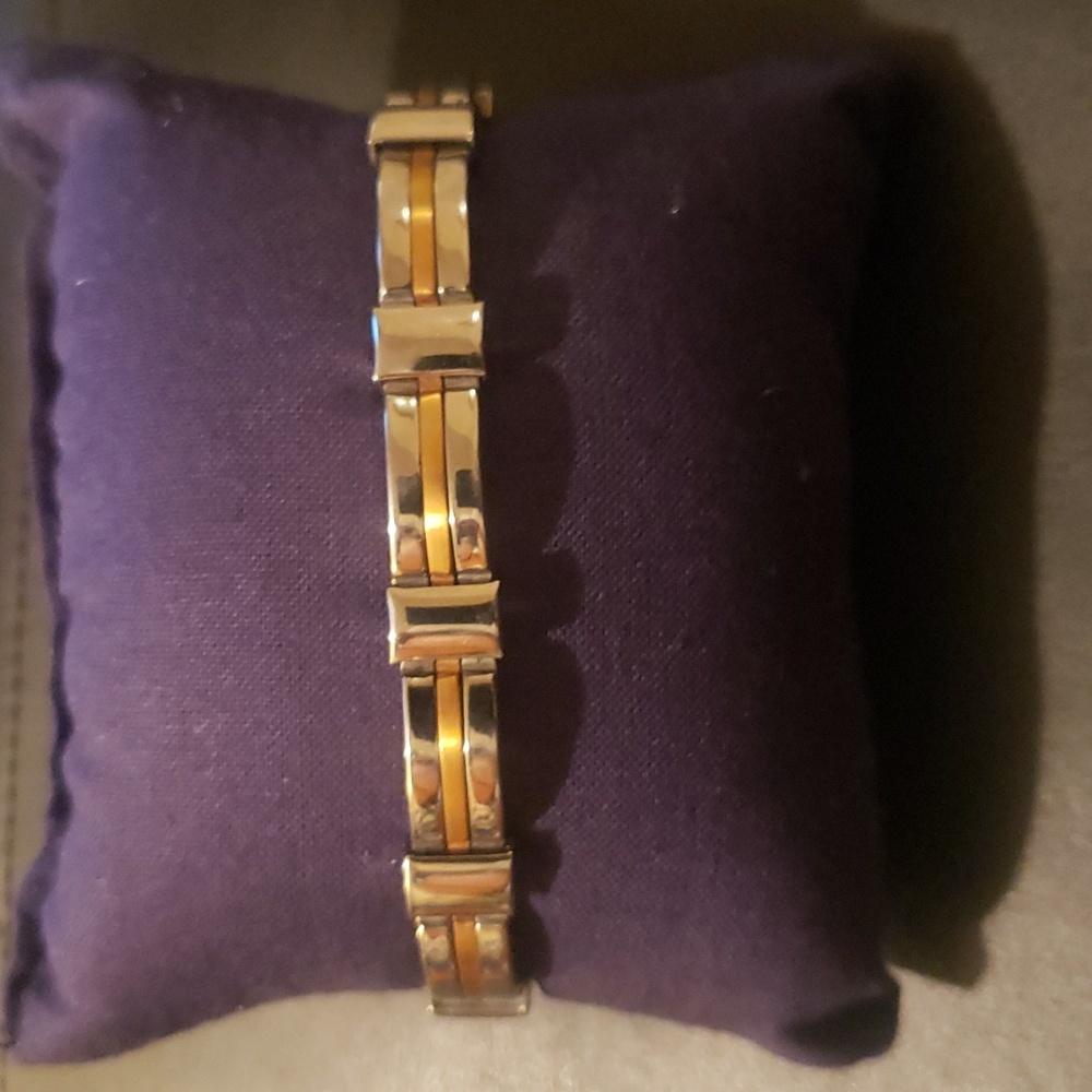Stainless Steel with Gold Tone Accents Men's Bracelet